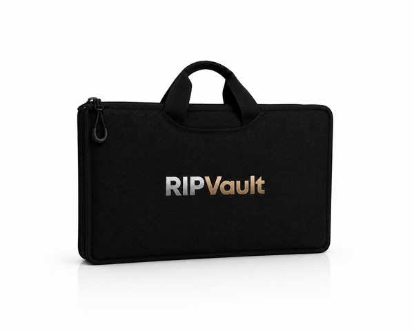 RIPVault Traveler portable estate and document organizer with fireproof waterproof bag and pre-labeled folders